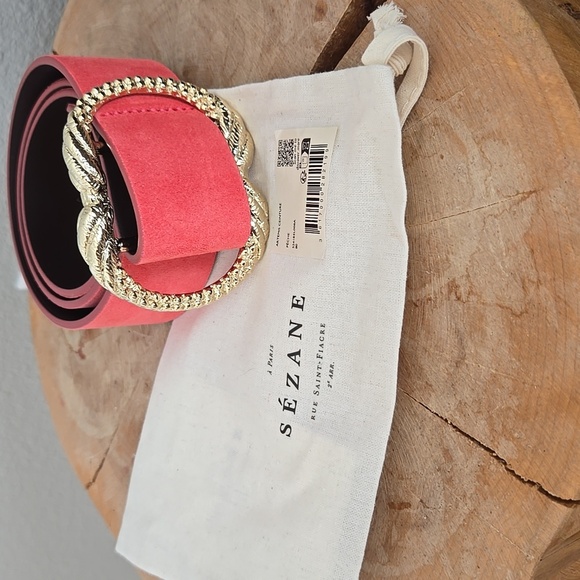 Sezane Artemis Belt, Peach, Size 80, NWT, From Paris, Comes With Floral Clutch - Picture 16 of 17